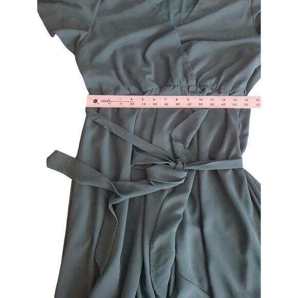 SIMPLEE Green Faux Wrap Full Length Dress Sz Lg - Picture 5 of 9